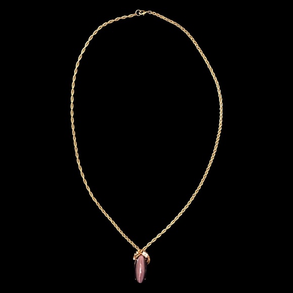 Vintage Purple Stone Pendant & Chain Necklace - Picture 2 of 7